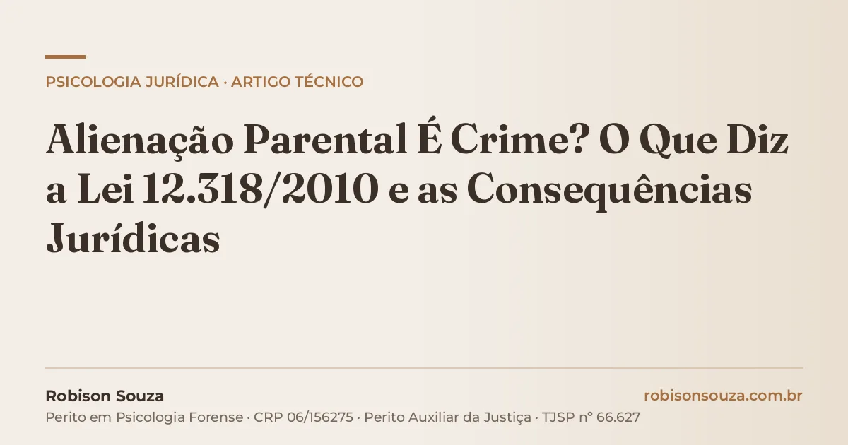 Alienação Parental É Crime? O Que Diz a Lei 12.318/2010 e as Consequências Jurídicas