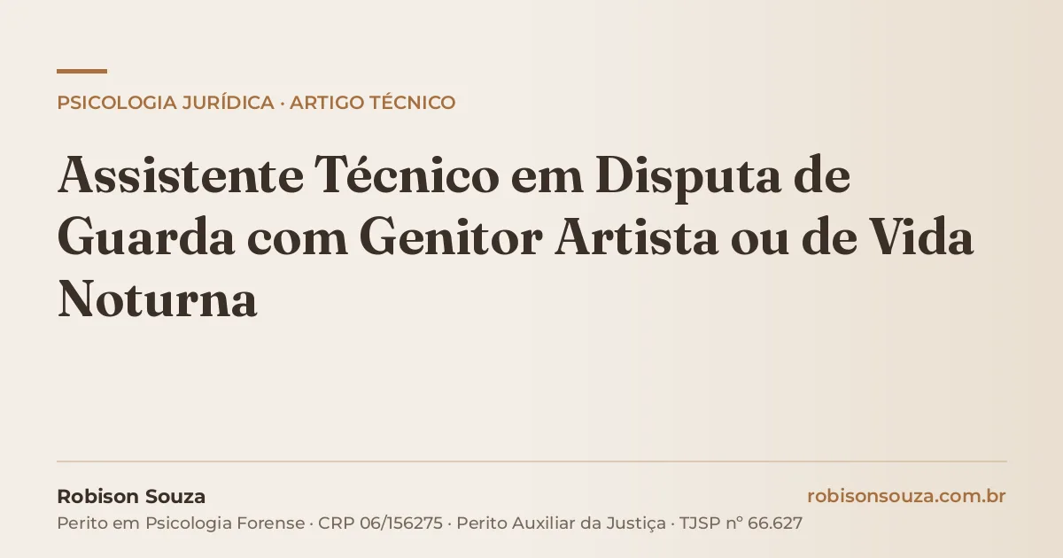Assistente Técnico em Disputa de Guarda com Genitor Artista ou de Vida Noturna