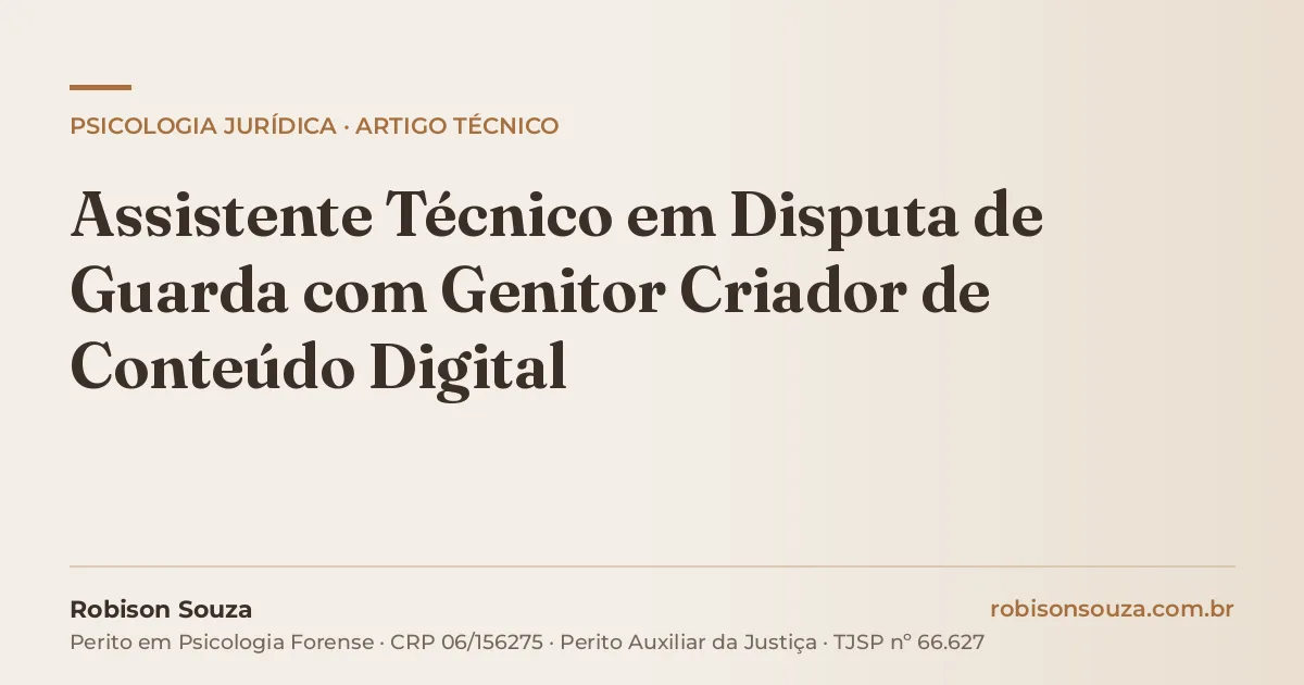Assistente Técnico em Disputa de Guarda com Genitor Criador de Conteúdo Digital