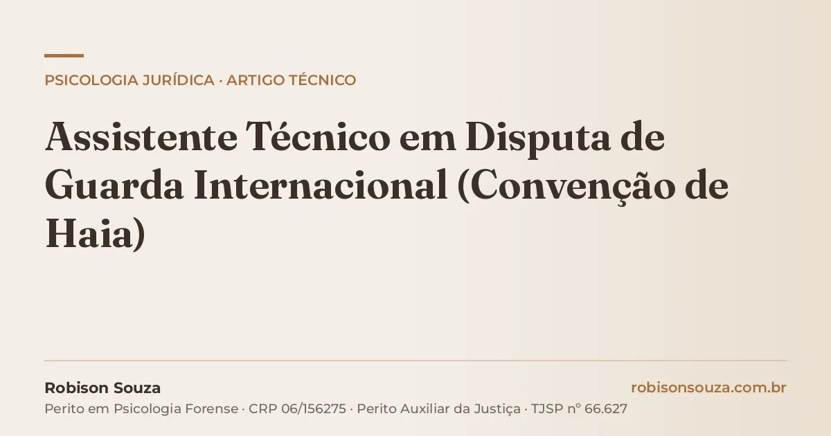 Assistente Técnico em Disputa de Guarda Internacional (Convenção de Haia)