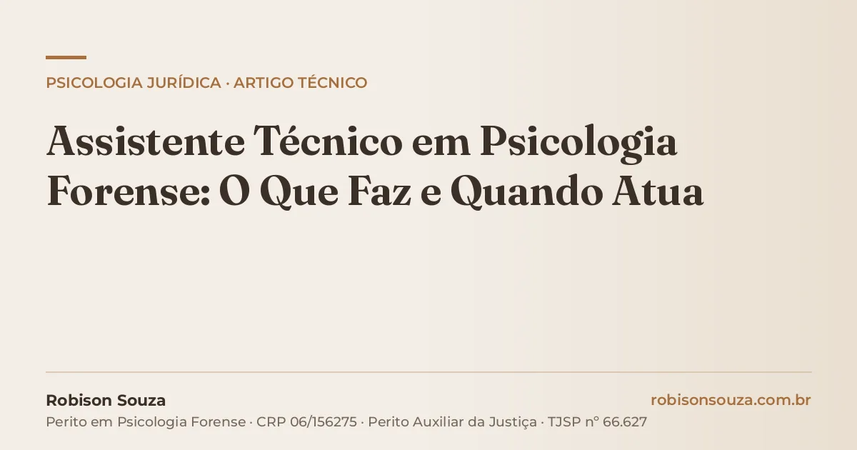 Assistente Técnico em Psicologia Forense: O Que Faz e Quando Atua