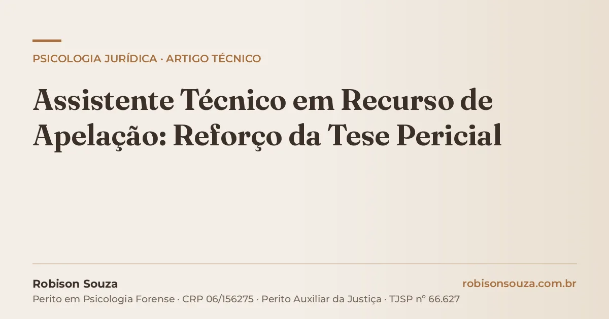 Assistente Técnico em Recurso de Apelação: Reforço da Tese Pericial