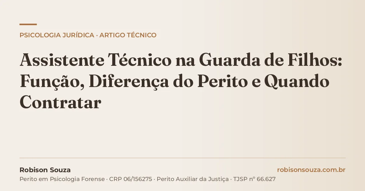 Assistente Técnico na Guarda de Filhos: Função, Diferença do Perito e Quando Contratar