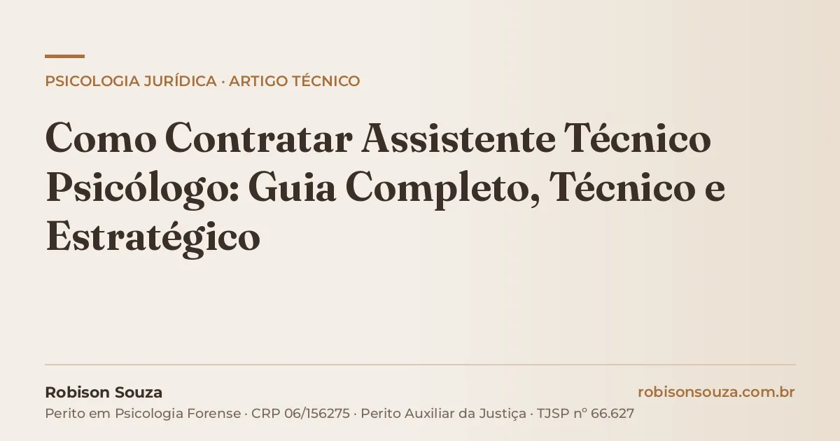 Como Contratar Assistente Técnico Psicólogo: Guia Completo, Técnico e Estratégico