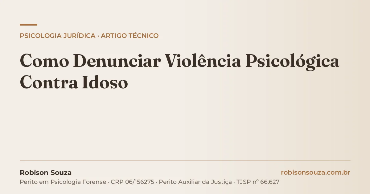 Como Denunciar Violência Psicológica Contra Idoso