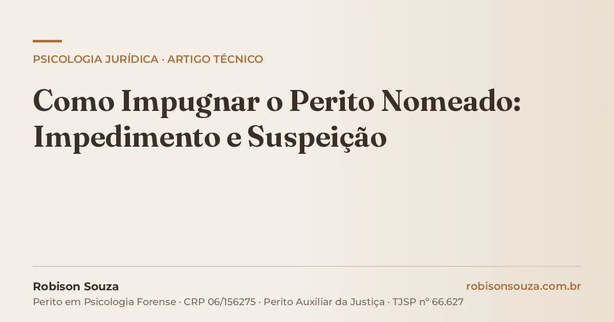 Como Impugnar o Perito Nomeado: Impedimento e Suspeição