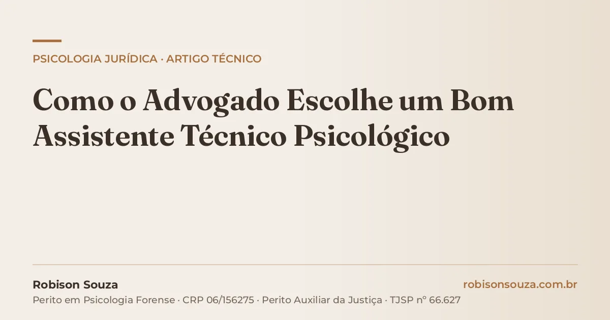 Como o Advogado Escolhe um Bom Assistente Técnico Psicológico