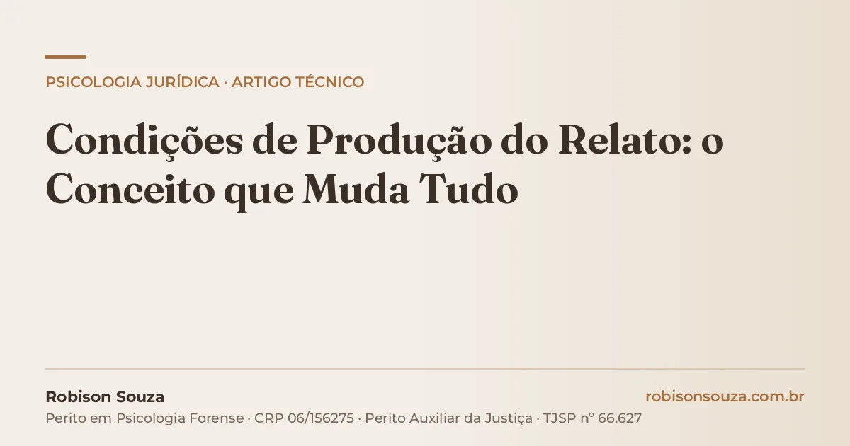 Condições de Produção do Relato: o Conceito que Muda Tudo