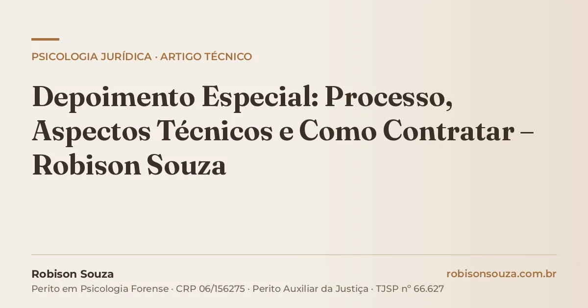 Depoimento Especial: Processo, Aspectos Técnicos e Como Contratar – Robison Souza