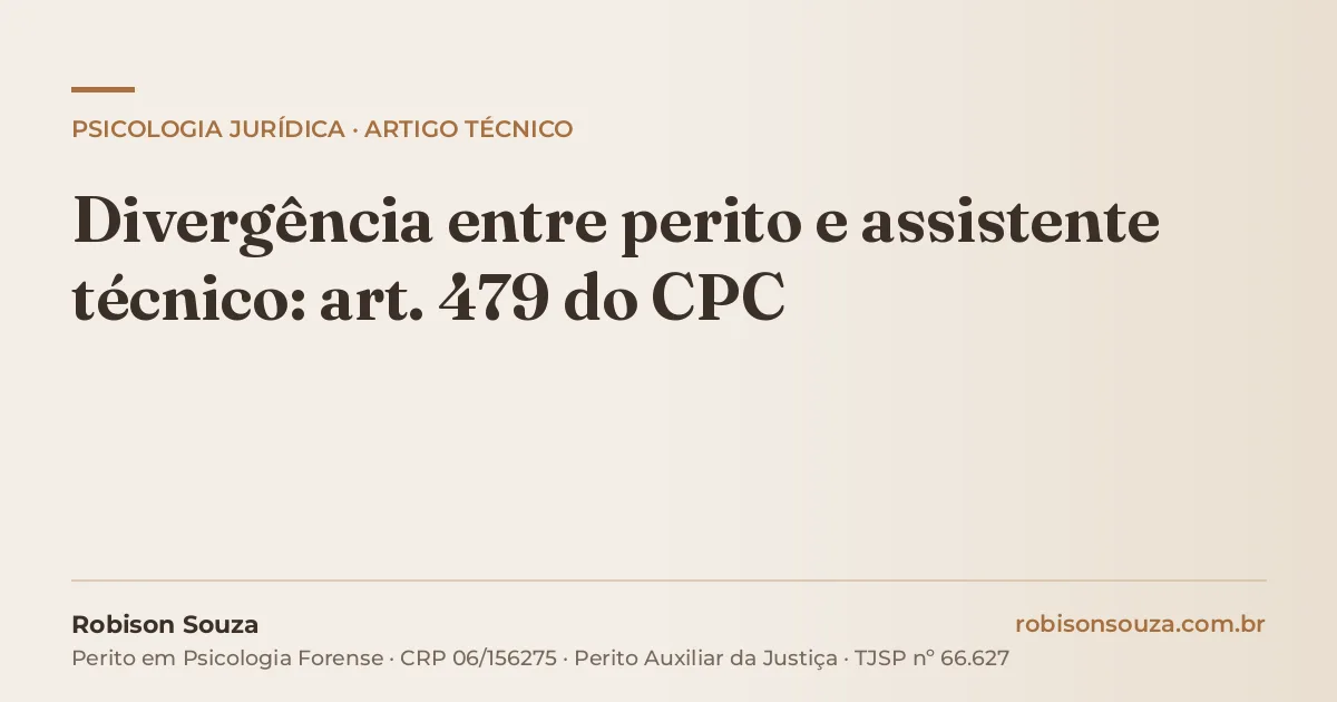 Divergência entre perito e assistente técnico: art. 479 do CPC