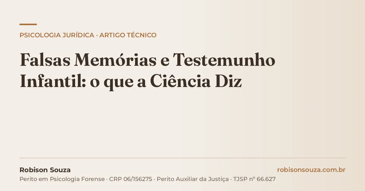 Falsas Memórias e Testemunho Infantil: o que a Ciência Diz