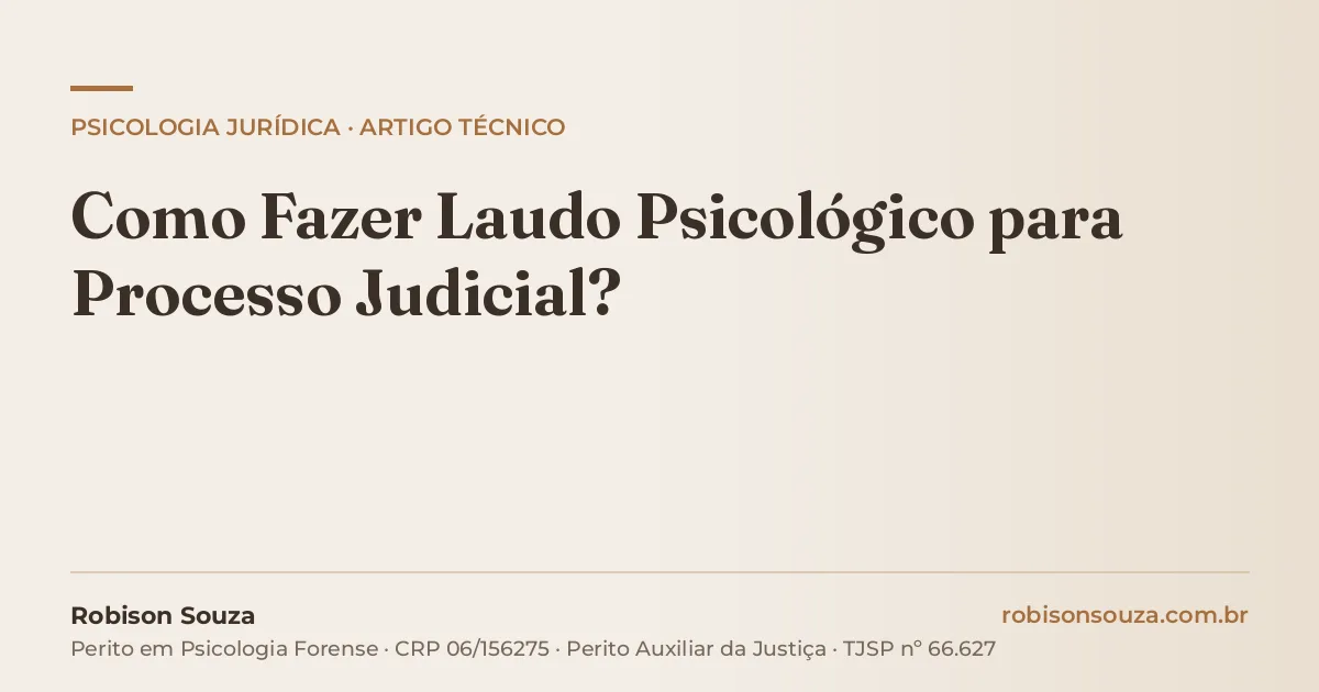 Como Fazer Laudo Psicológico para Processo Judicial?
