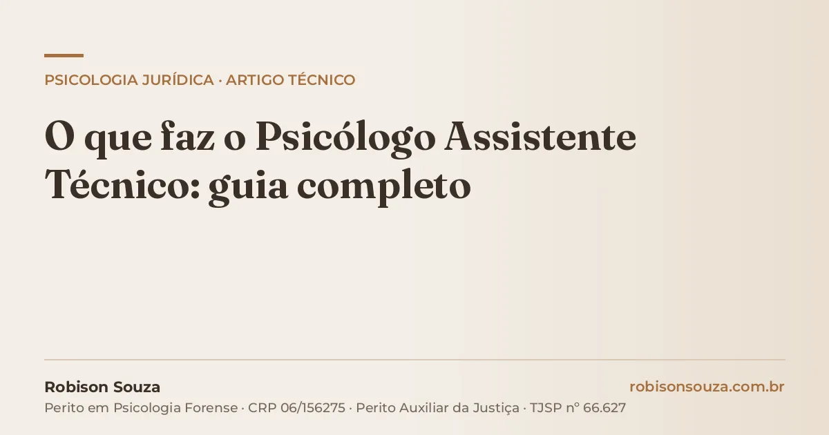 O que faz o Psicólogo Assistente Técnico: guia completo