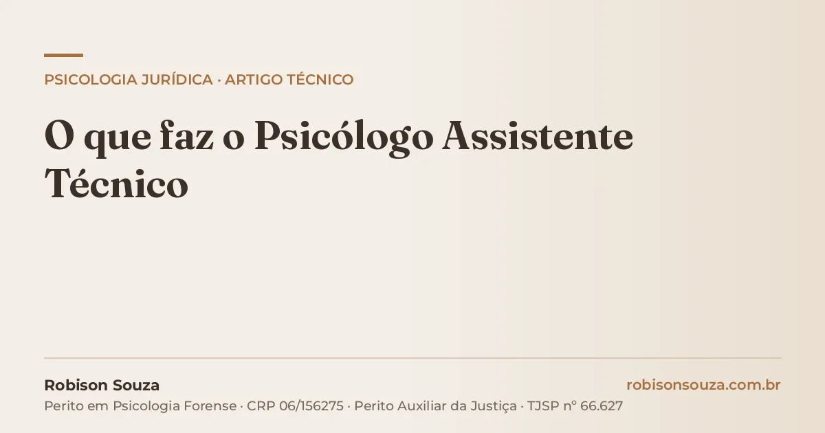 O que faz o Psicólogo Assistente Técnico