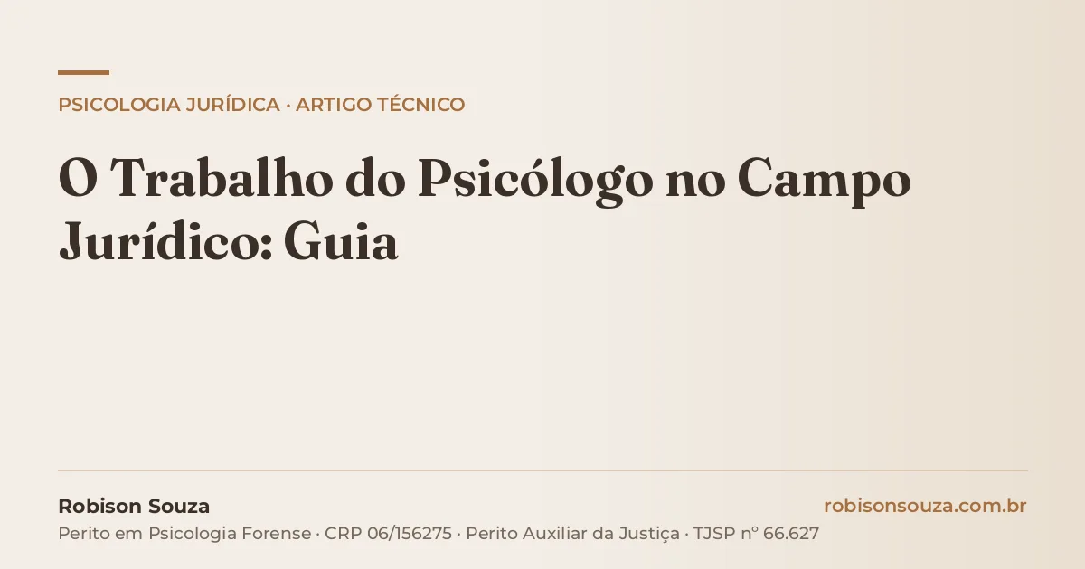 O Trabalho do Psicólogo no Campo Jurídico: Guia