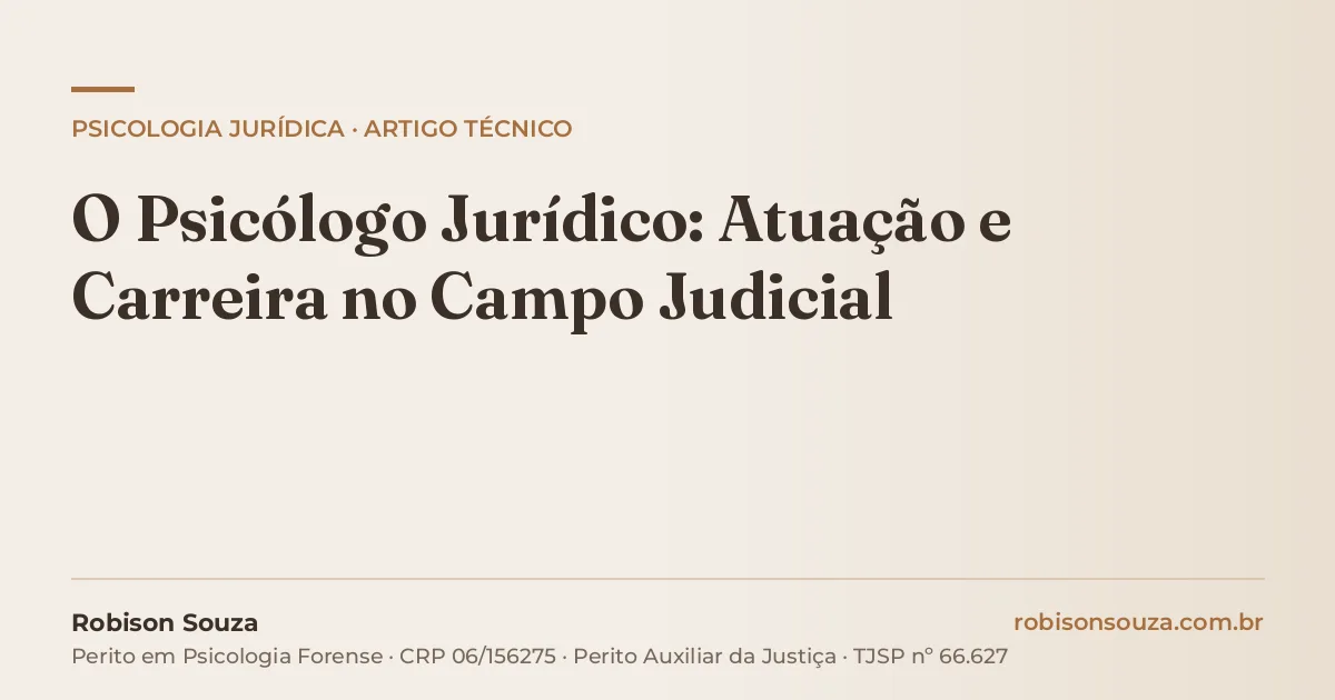 O Psicólogo Jurídico: Atuação e Carreira no Campo Judicial