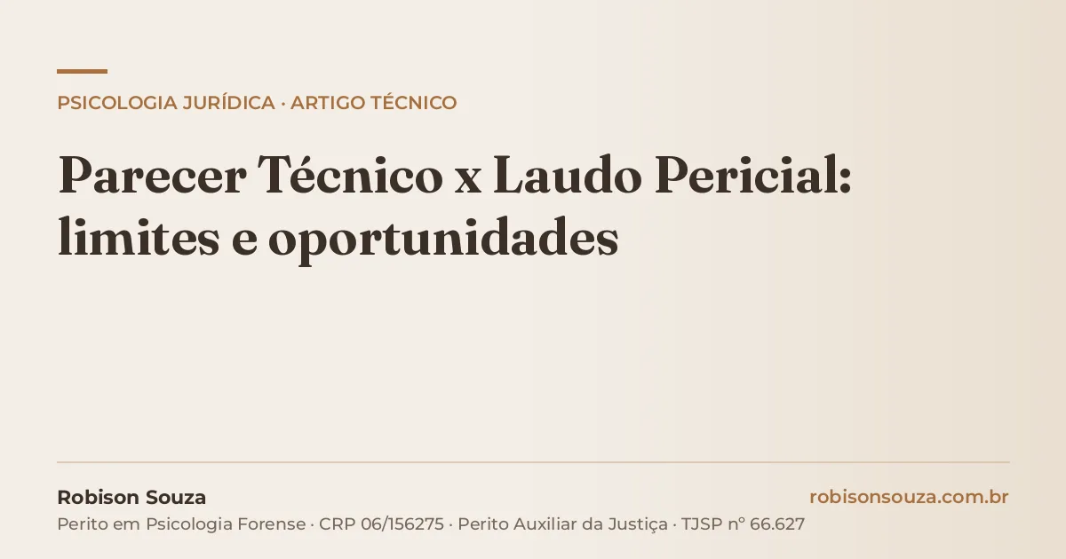 Parecer Técnico x Laudo Pericial: limites e oportunidades