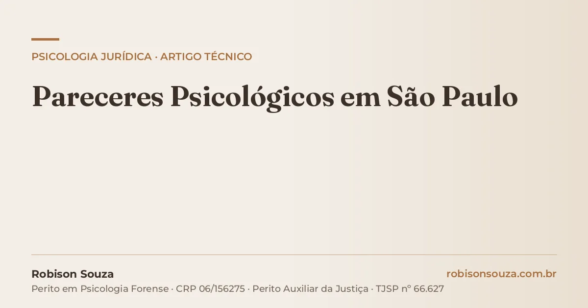Pareceres Psicológicos em São Paulo