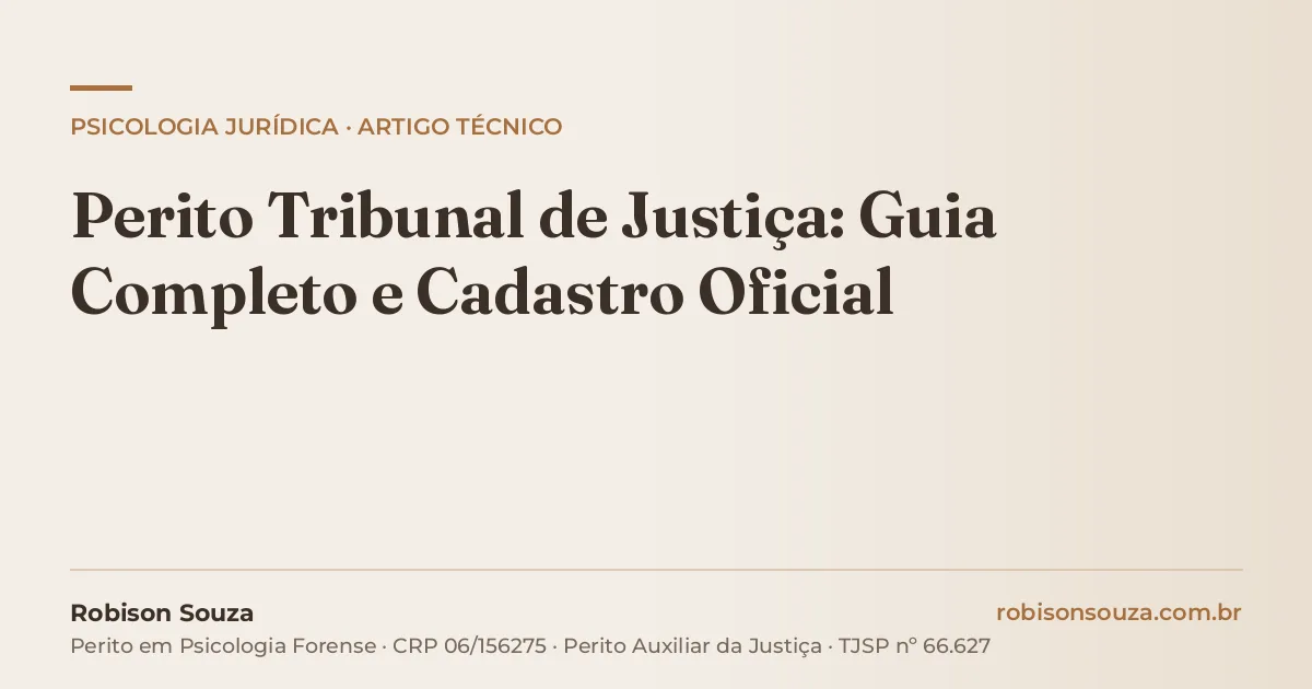 Perito Tribunal de Justiça: Guia Completo e Cadastro Oficial