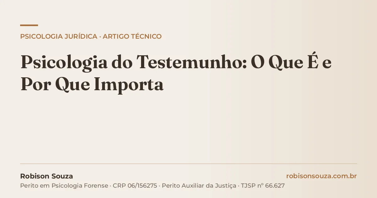 Psicologia do Testemunho: O Que É e Por Que Importa