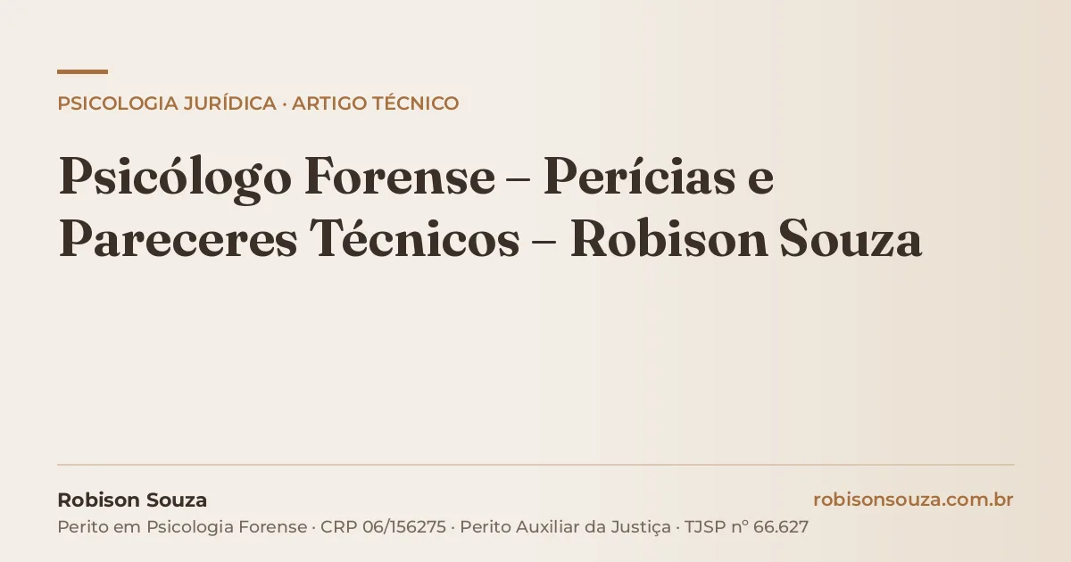 Psicólogo Forense – Perícias e Pareceres Técnicos – Robison Souza