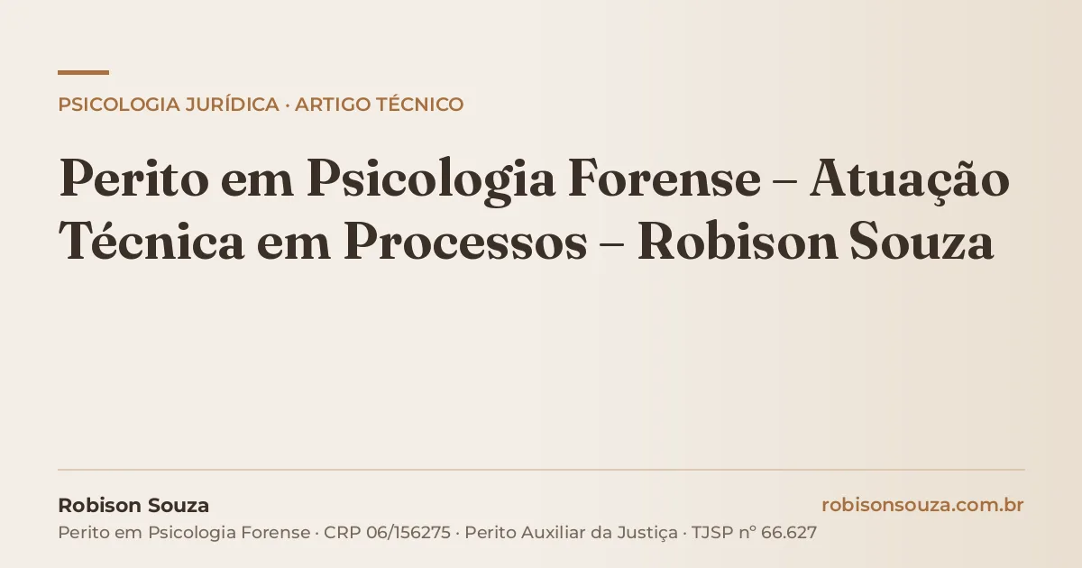 Perito em Psicologia Forense – Atuação Técnica em Processos – Robison Souza