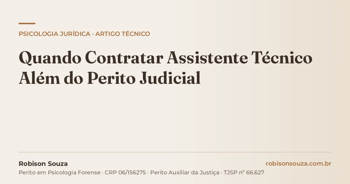 Quando Contratar Assistente Técnico Além do Perito Judicial