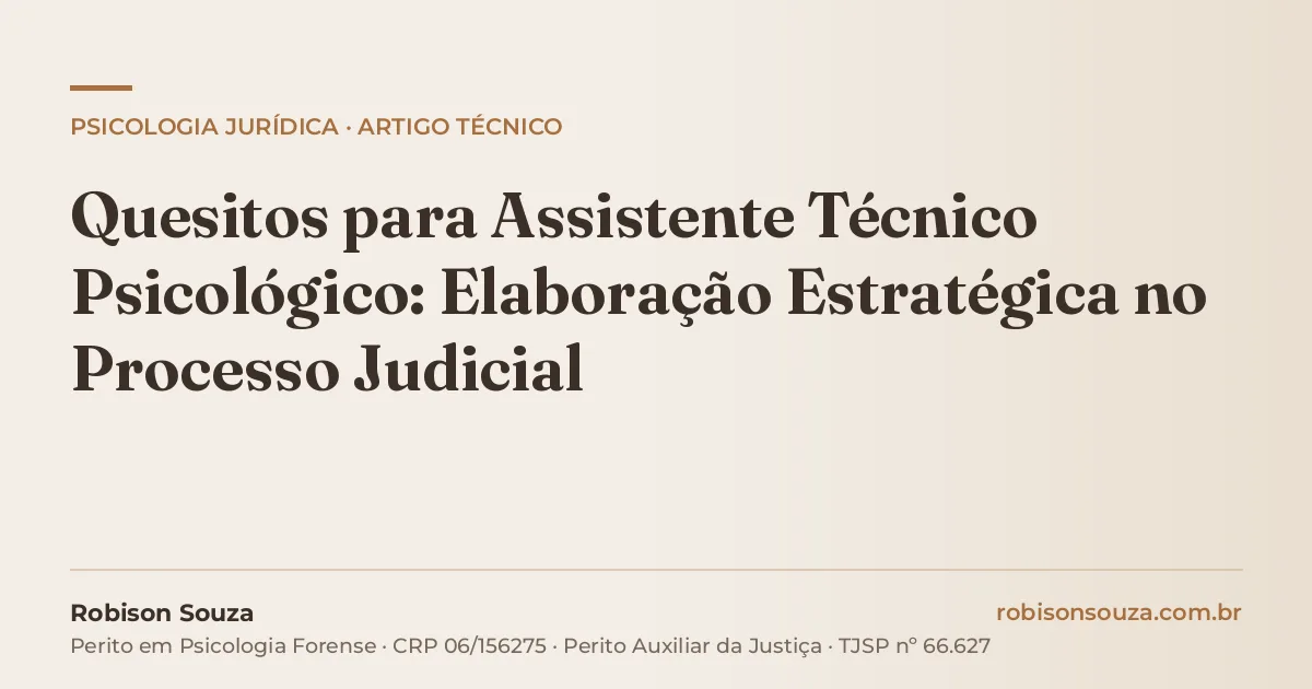 Quesitos para Assistente Técnico Psicológico: Elaboração Estratégica no Processo Judicial
