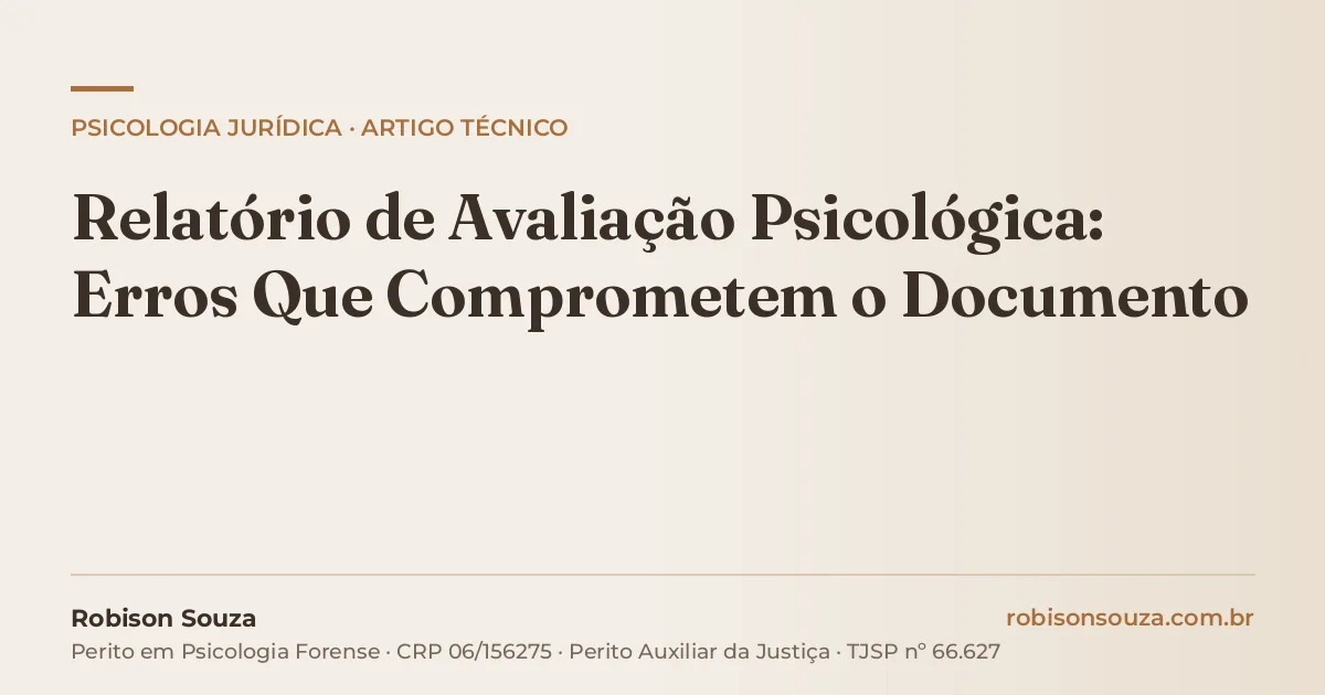 Relatório de Avaliação Psicológica: Erros Que Comprometem o Documento