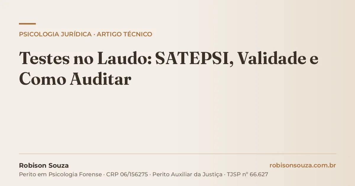 Testes no Laudo: SATEPSI, Validade e Como Auditar